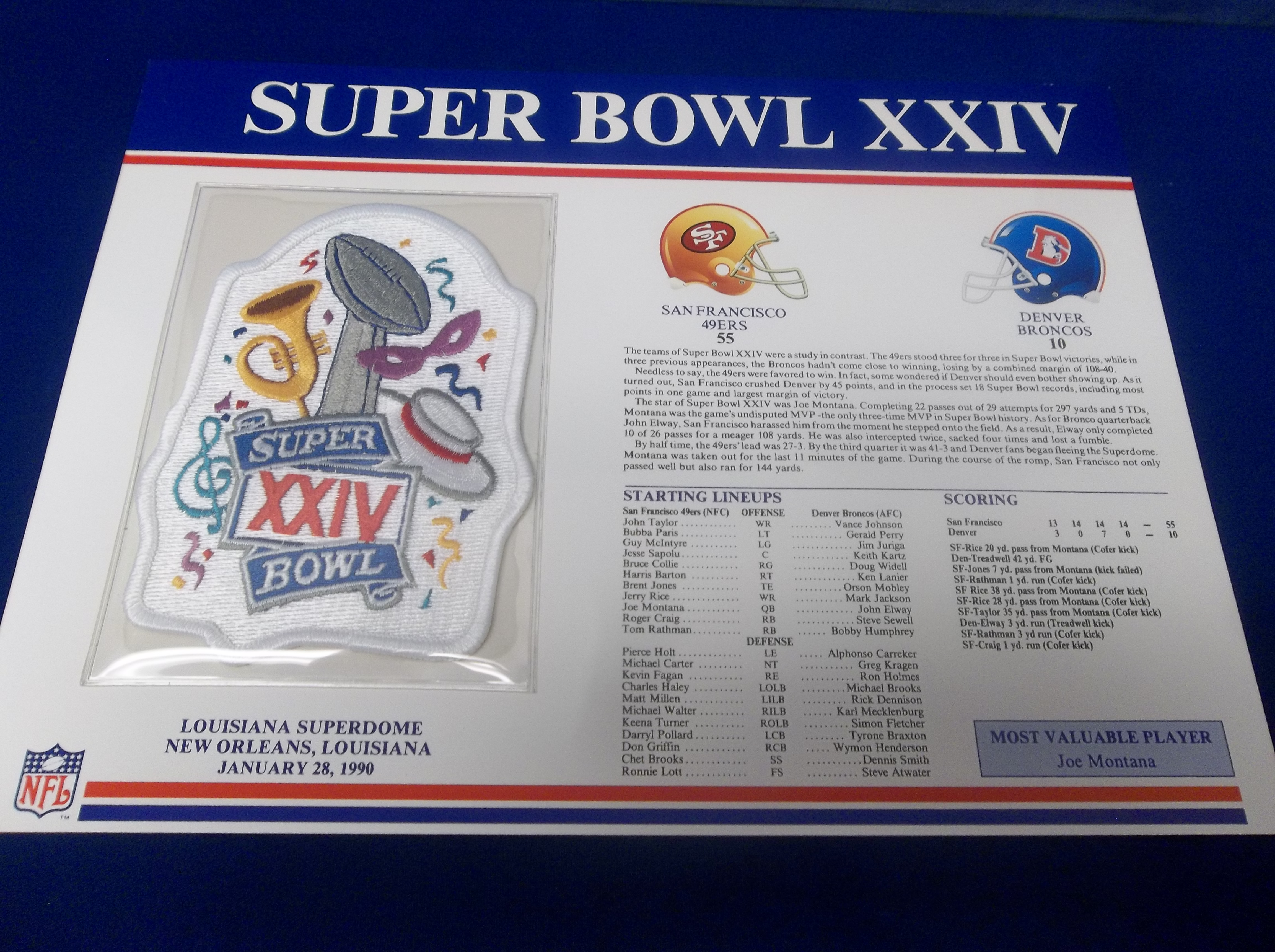Super Bowl XXIV: 49ers 55, Broncos 10