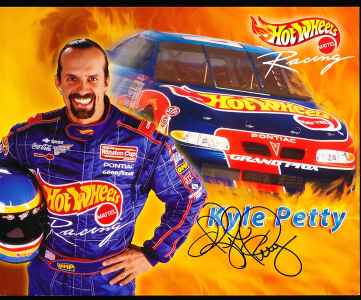 Autographed Kyle Petty NASCAR #44 Hot Wheels Car Color 8” x 10” Handout