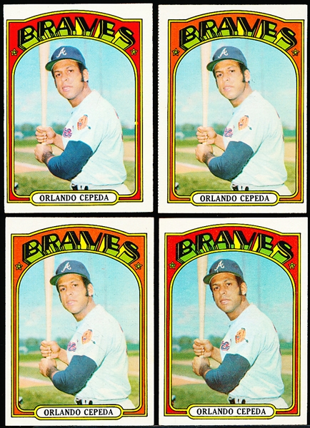 1972 Topps Baseball- #195 Orlando Cepeda- 4 Cards