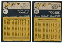 1973 Topps Baseball- #100 Hank Aaron, Braves- 2 Cards