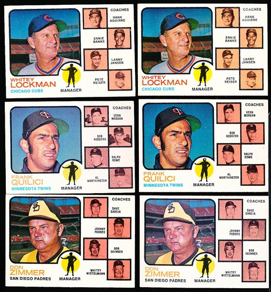 1973 Topps Bb- 6 Manager/Coaches Cards