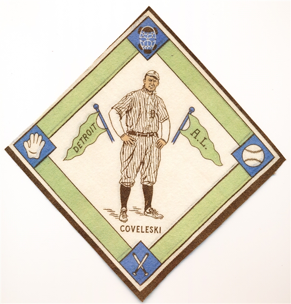 1914 B18 Baseball Blanket- Covaleski, Detroit AL- White infield Version