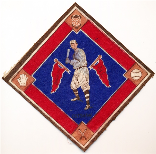 1914 B18 Baseball Blanket- Cutshaw, Brooklyn NL- Blue Infield Version