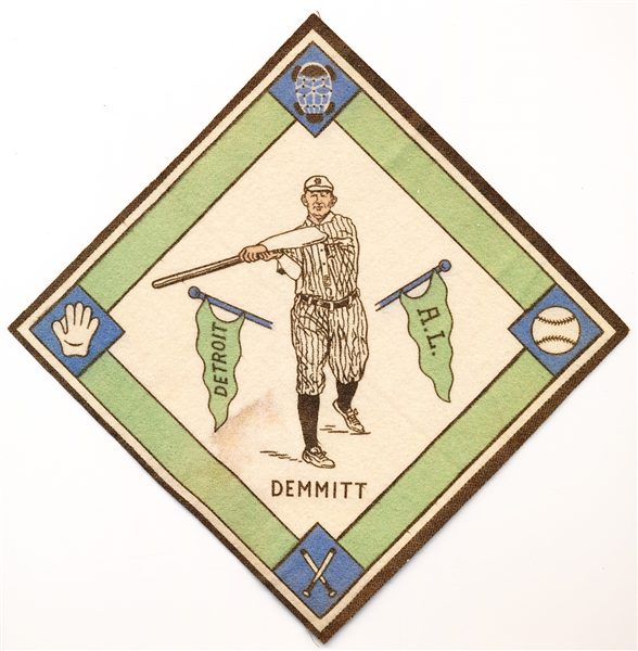1914 B18 Baseball Blanket- Demmitt, Detroit AL- White Infield Version