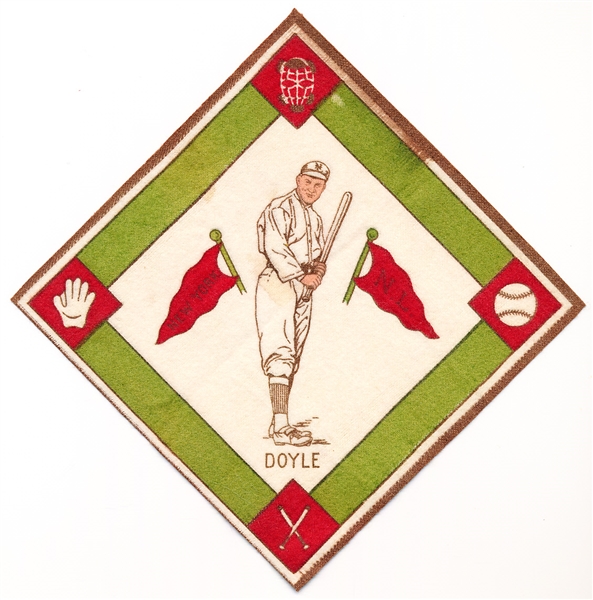 1914 B18 Baseball Blanket- Doyle, New York NL- Green Base Paths Version- NrEx- 90/10- slight stains. Nice image.