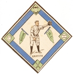 1914 B18 Baseball Blanket- Griffith, Boston NL- White Infield/ Light Green Pennants Version