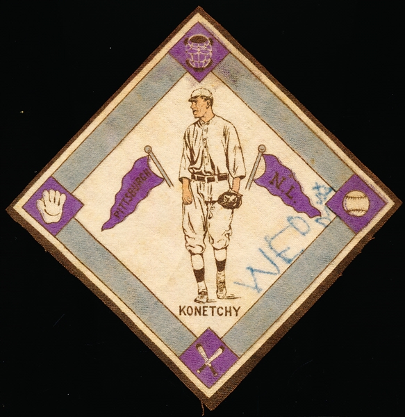 1914 B18 Baseball Blanket- Konetchy, Pittsburgh NL- Purple Pennants Version