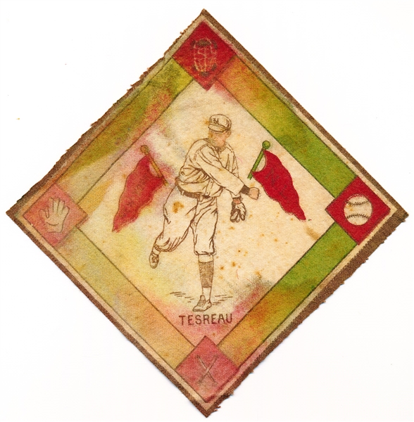 1914 B18 Baseball Blanket- Tesreau, New York NL- Green Base Paths