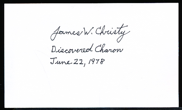 Autographed James W. Christy Astronomer Index Card- Discovered Charon, Moon of Pluto