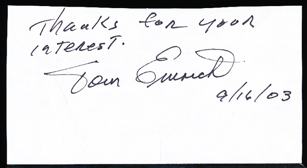 Autographed Tom Emrich 2 ½” x 4 7/8” Cut Signature- Member of WWII “Black Sheep Squadron”