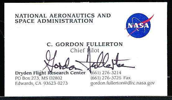 Autographed Gordon Fullerton NASA Chief Pilot Business Card