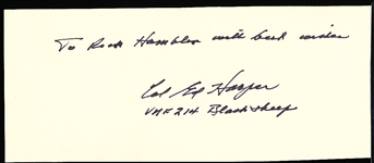 Autographed Col. Ed Harper 3-¼” x 7-½” Index-Style Card- Member of WWII “Black Sheep Squadron”
