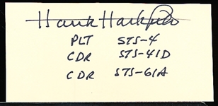 Autographed Hank Hartsfield NASA Shuttle Pilot and Commander 3-½” x 1 ¾” Cut Signature on an Index-Style Card