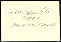 Autographed Lt. Col. James Hill 3-¼” x 4-¾” Index-Style Card- Member of WWII “Black Sheep Squadron”