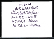 Autographed Col. Charles E. McGee 2-1/8” x 3” Cut Signature- Tuskegee Airman