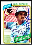Autographed 1980 Topps Bsbl. #591 Rick Cerone, Blue Jays