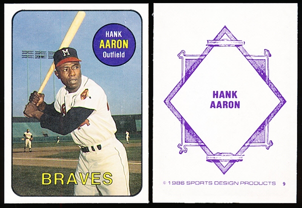 1986 Sports Design Products Bb- #9 Hank Aaron, Milwaukee Braves- 10 Cards