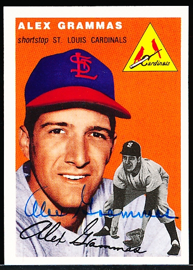 Autographed 1994 Topps 1954 Reprint Bsbl. #151 Alex Grammas, Cardinals