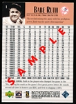 1999 Upper Deck Century Legends Bb- Sample Card- #1 Babe Ruth, Yankees