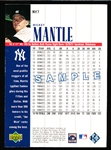 2000 Upper Deck Yankees Legends Bb- Sample Card- #NY7 Mickey Mantle