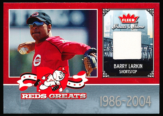 2006 Fleer Greats of the Game Bb- “Reds Greats Game-Worn”- #CIN-BL Barry Larkin, Reds