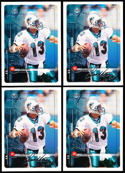1999 Upper Deck MVP Ftbl.- “Sample” Cards- #S4 Dan Marino, Dolphins- 4 Cards