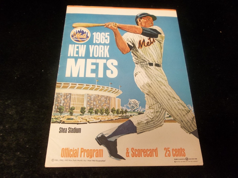 1965 San Francisco Giants @ New York Mets MLB Program