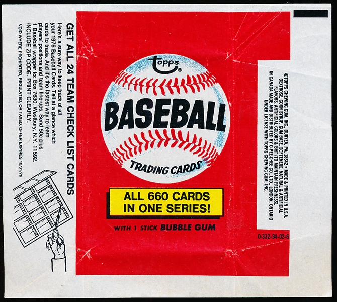 Lot Detail - 1976 Topps Baseball Wrapper- “All 660 Cards in One Series ...