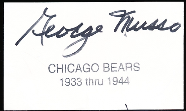 Autographed George Musso NFL Index Card