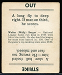 1936 Goudey B&W Bb- Walter Berger- (Out/ Strike Back)