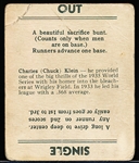1936 Goudey B&W Bb- Chuck Klein- (OUT/ SINGLE Back)