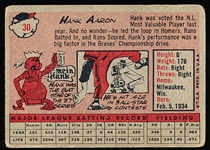 1958 Topps Baseball- #20 Hank Aaron, Braves