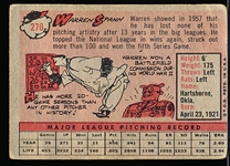 1958 Topps Baseball- #270 Warren Spahn, Braves