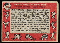 1958 Topps Baseball- #418 Mickey Mantle/ Hank Aaron