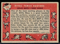 1958 Topps Baseball- #436 Rival Fence Busters- Mays/Snider