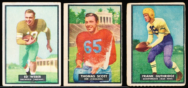 1951 Topps Magic Football- 3 Diff- All with scratched off silver back