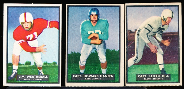 1951 Topps Magic Football- 3 Diff- All with scratched off silver back
