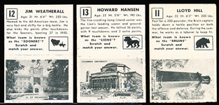 1951 Topps Magic Football- 3 Diff- All with scratched off silver back