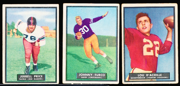 1951 Topps Magic Football- 3 Diff- All with scratched off silver back