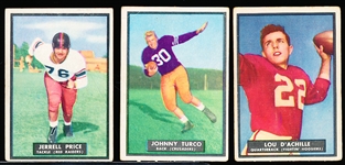 1951 Topps Magic Football- 3 Diff- All with scratched off silver back