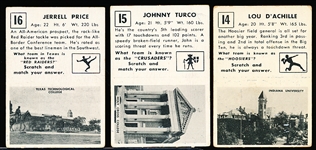 1951 Topps Magic Football- 3 Diff- All with scratched off silver back
