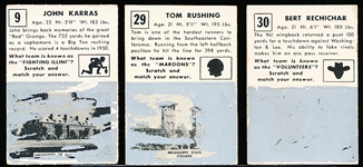 1951 Topps Magic Football- 3 Diff- All with partially scratched off silver back