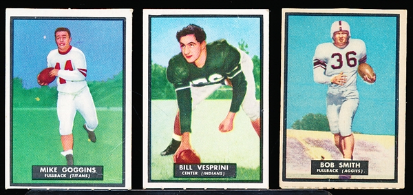 1951 Topps Magic Football- 3 Diff- All with partially scratched off silver back
