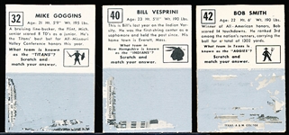 1951 Topps Magic Football- 3 Diff- All with partially scratched off silver back