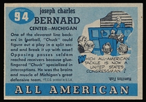 1955 Topps All American Fb- #94 Chuck Bernard, Michigan