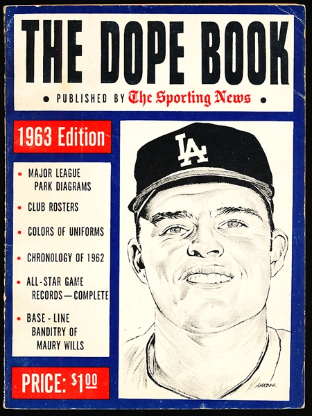 1963 The Sporting News Baseball Dope Book- Don Drysdale Cover