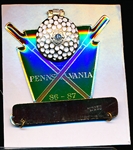 1986-87 Lions Club of Pennsylvania Dist. 14-E Arnold Palmer Ornate 2-¾” x 3 1/8” Dual Back Pin