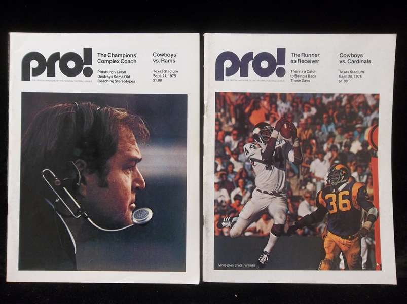 1975 Dallas Cowboys NFL- 2 Home Game Programs