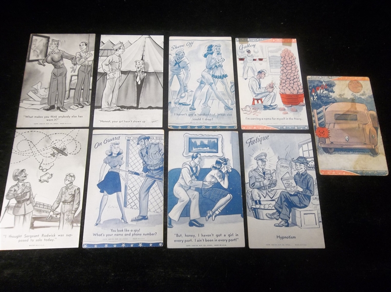 1940’s Military Comedy Themed Exhibit Cards- 9 Diff.