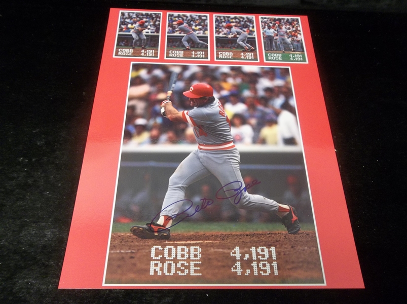 Autographed 1986 Poster-Card Pete Rose 4191 10-3/4” x 14” Card